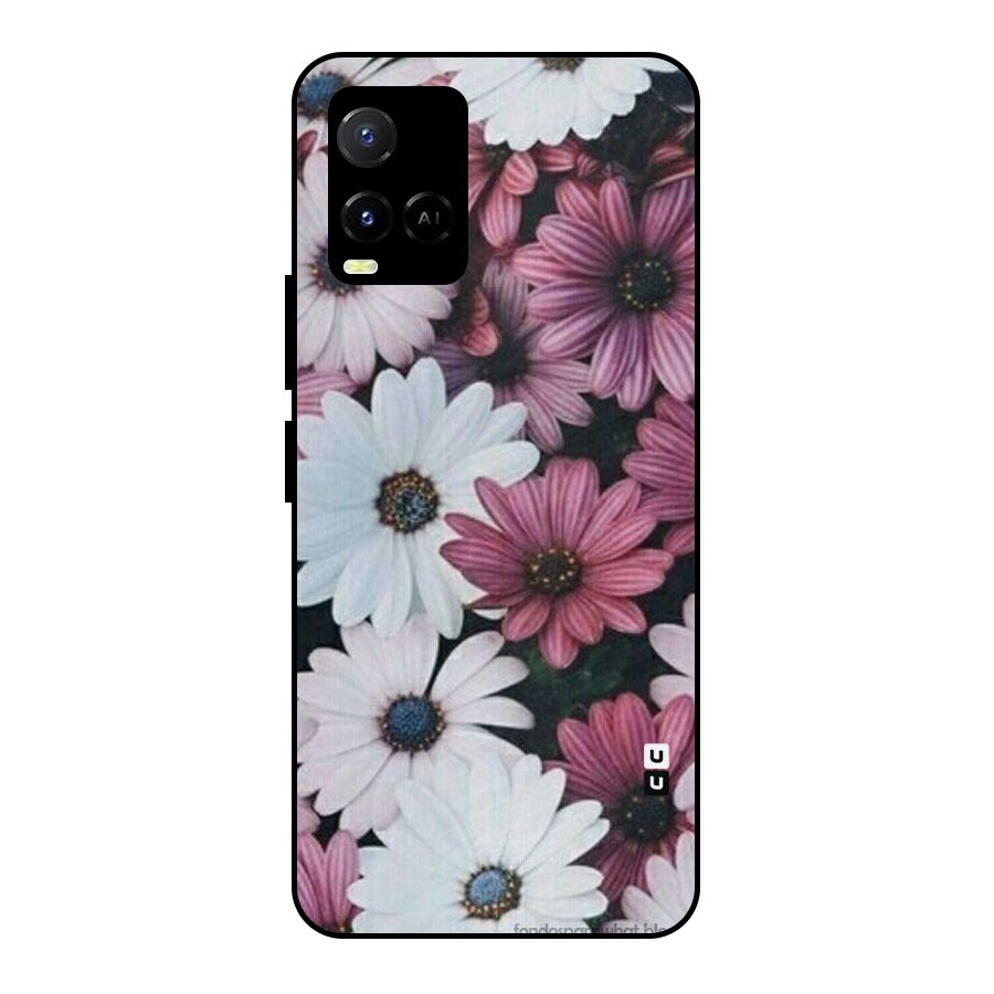 Floral Shades Pink Metal Back Case for Vivo Y21