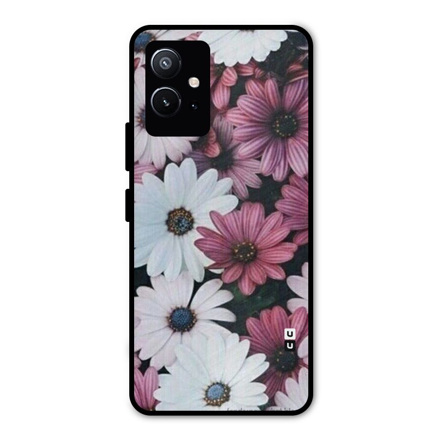 Floral Shades Pink Metal Back Case for Vivo Y75 5G