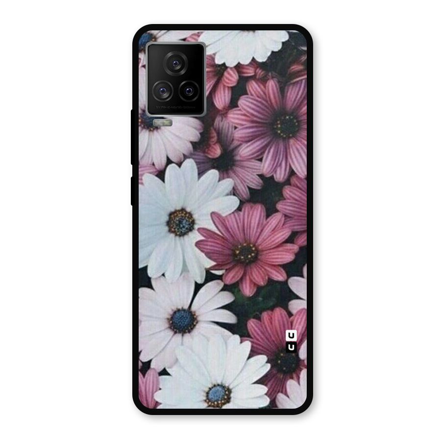Floral Shades Pink Metal Back Case for iQOO 7 Legend 5G