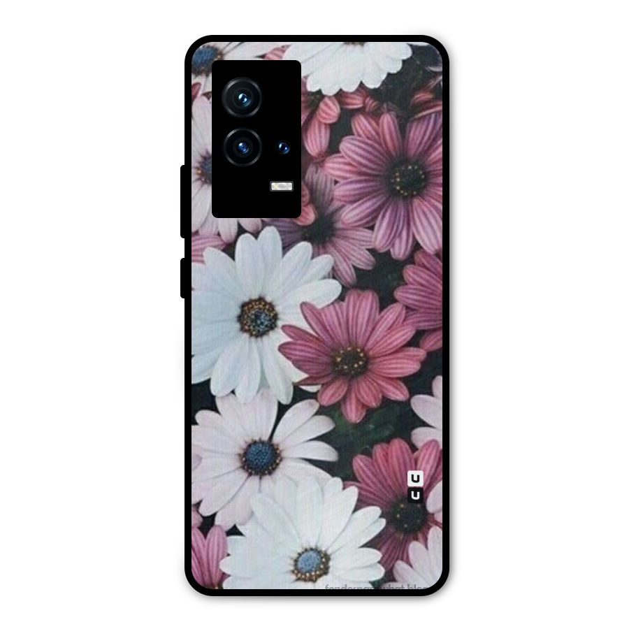 Floral Shades Pink Metal Back Case for iQOO 9 5G