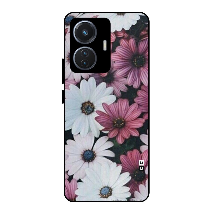 Floral Shades Pink Metal Back Case for iQOO Z6 44W