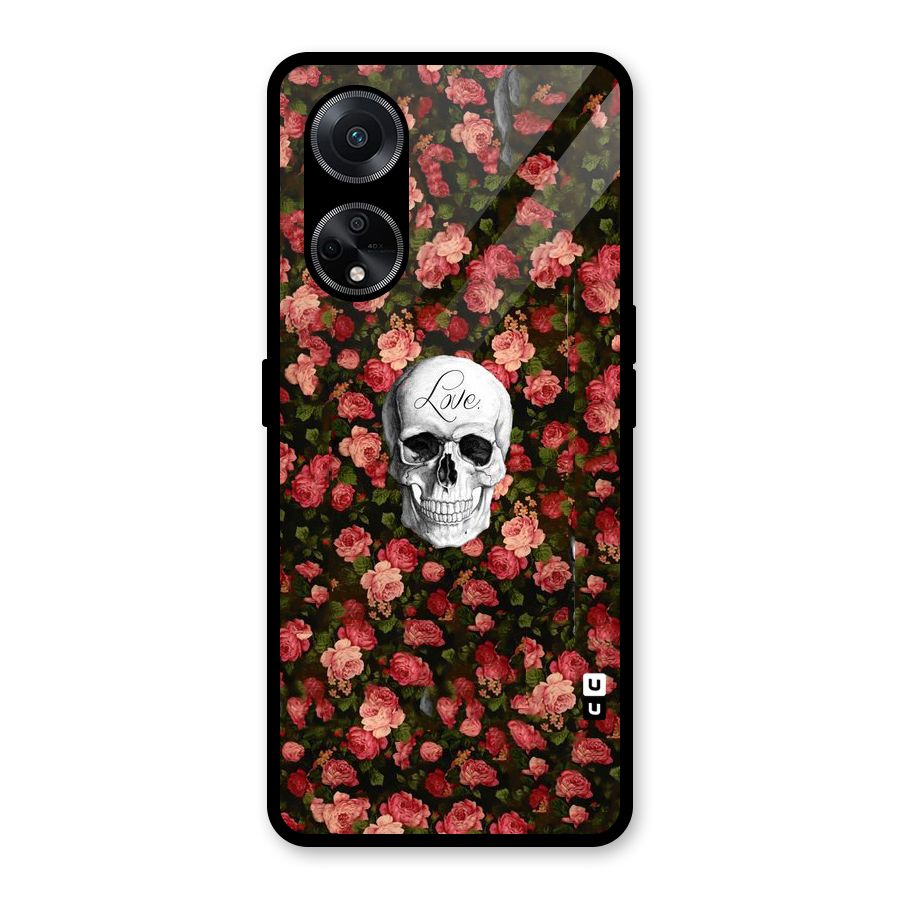 Floral Skull Love Glass Back Case for Oppo F23