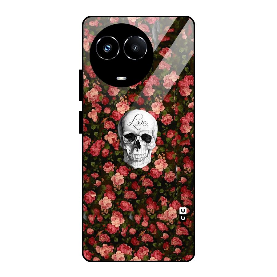 Floral Skull Love Glass Back Case for Realme 11X