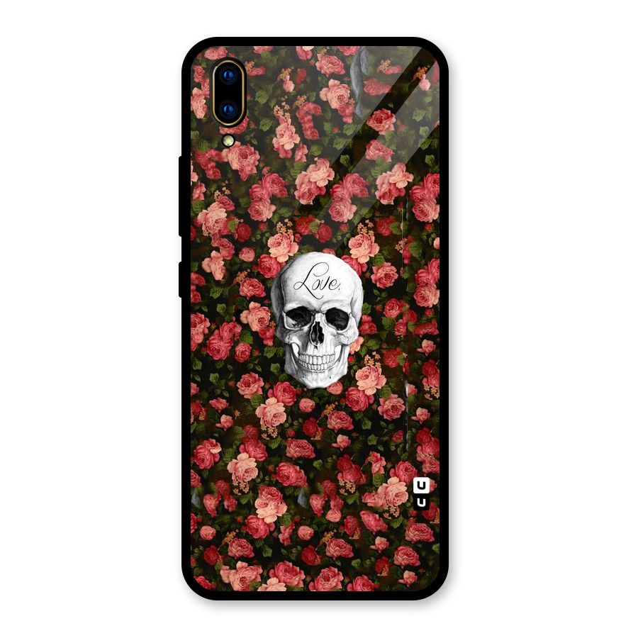 Floral Skull Love Glass Back Case for Vivo V11 Pro