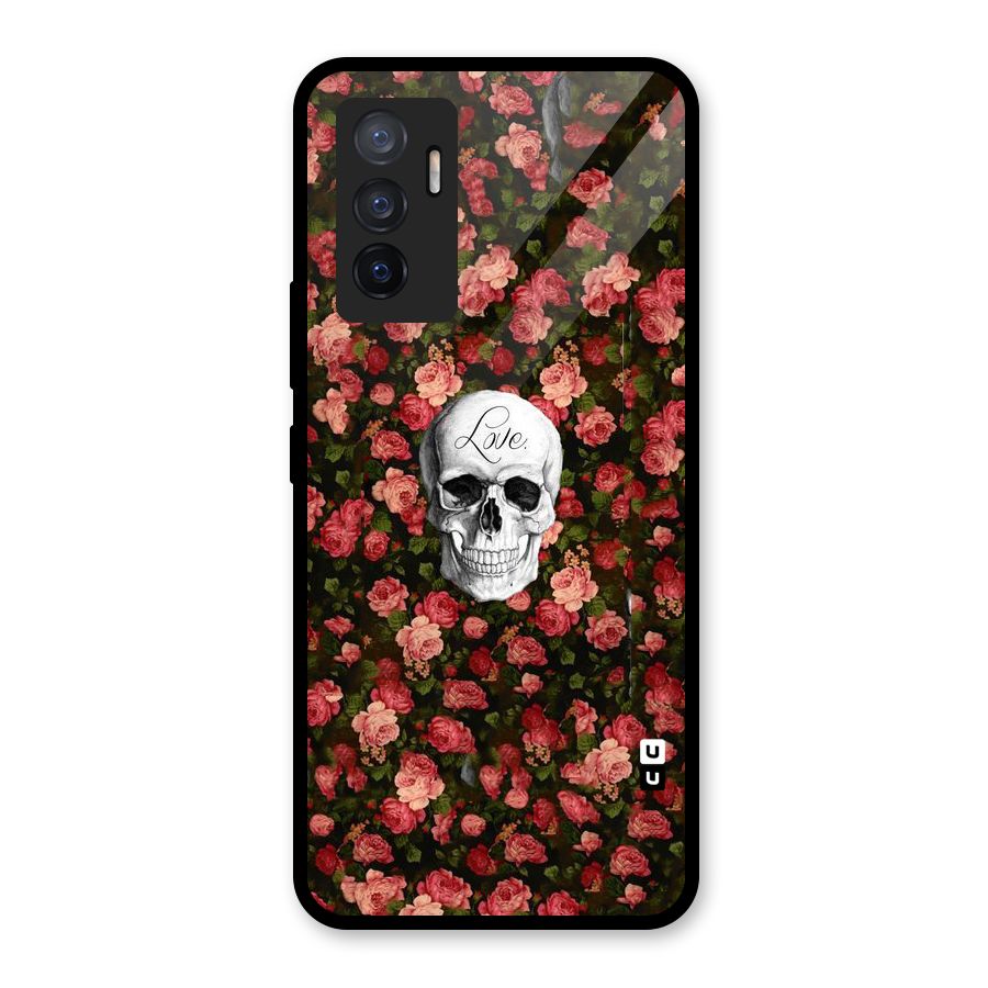 Floral Skull Love Glass Back Case for Vivo V23e
