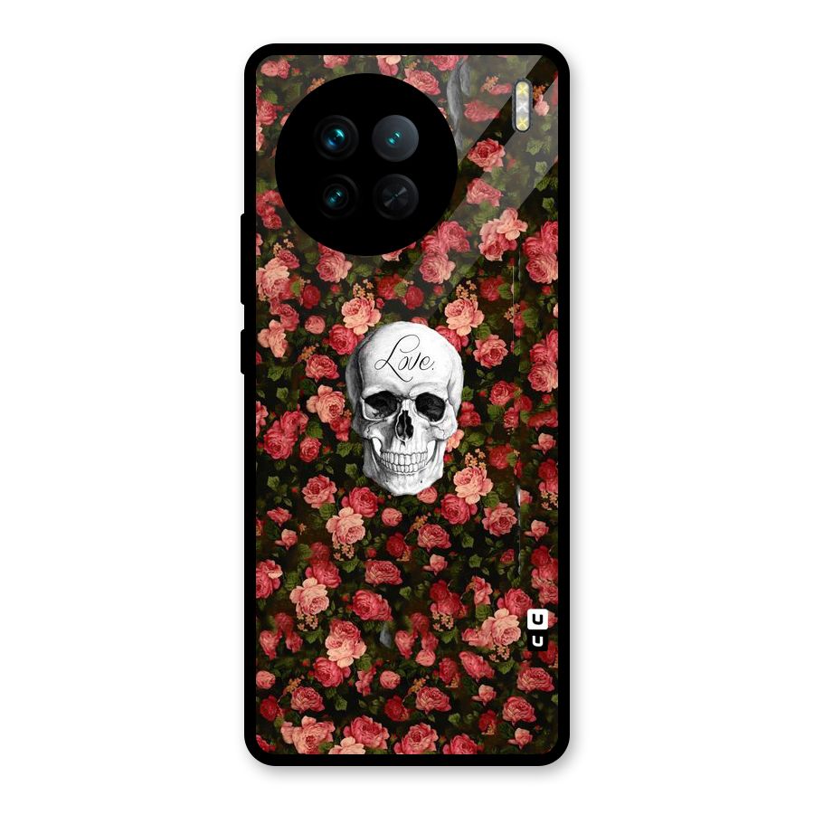 Floral Skull Love Glass Back Case for Vivo X90