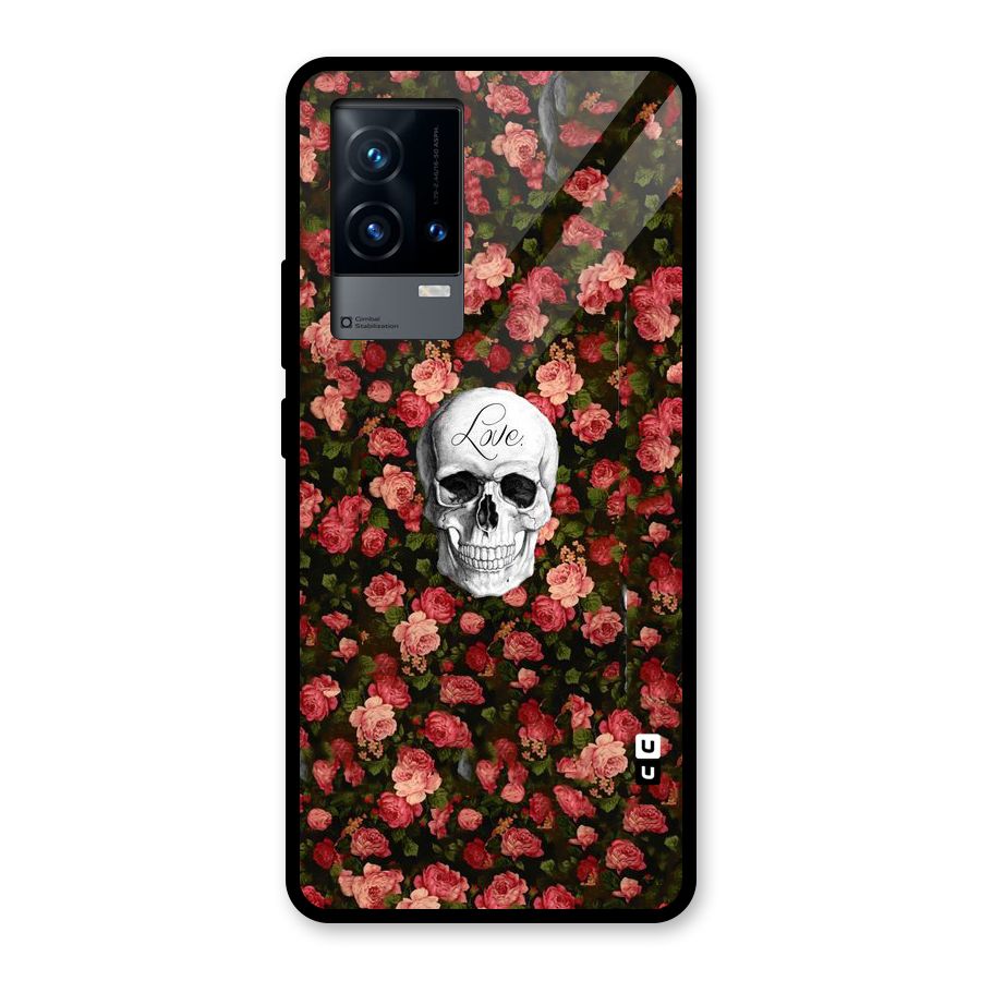 Floral Skull Love Glass Back Case for iQOO 9 5G