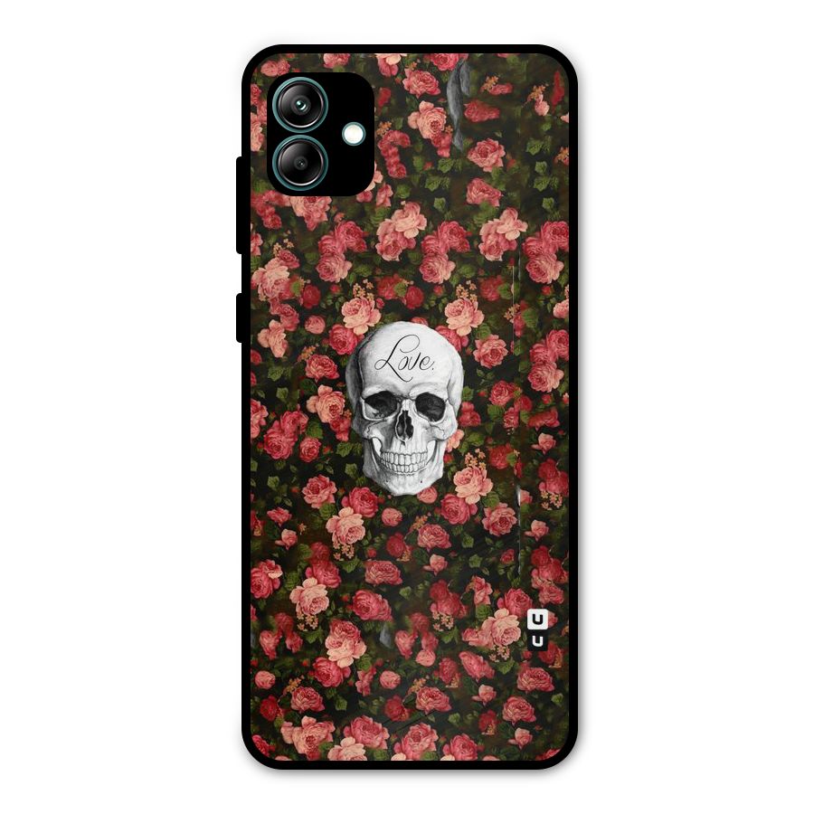 Floral Skull Love Metal Back Case for Galaxy A04