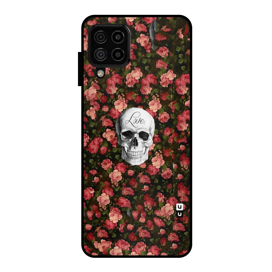 Floral Skull Love Metal Back Case for Galaxy A22 4G
