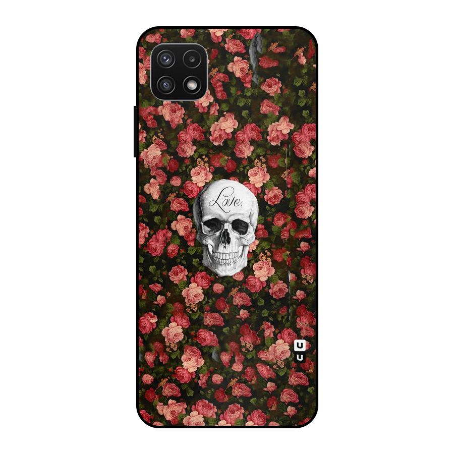 Floral Skull Love Metal Back Case for Galaxy A22 5G