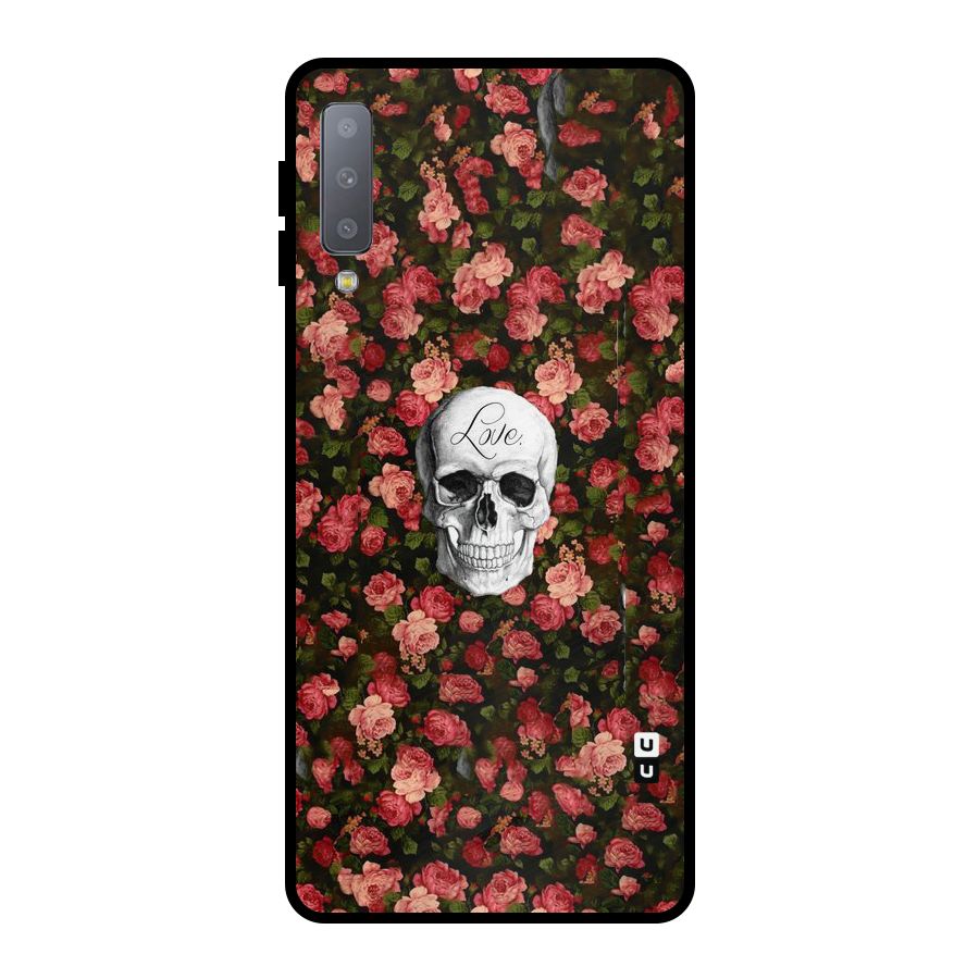 Floral Skull Love Metal Back Case for Galaxy A7 (2018)