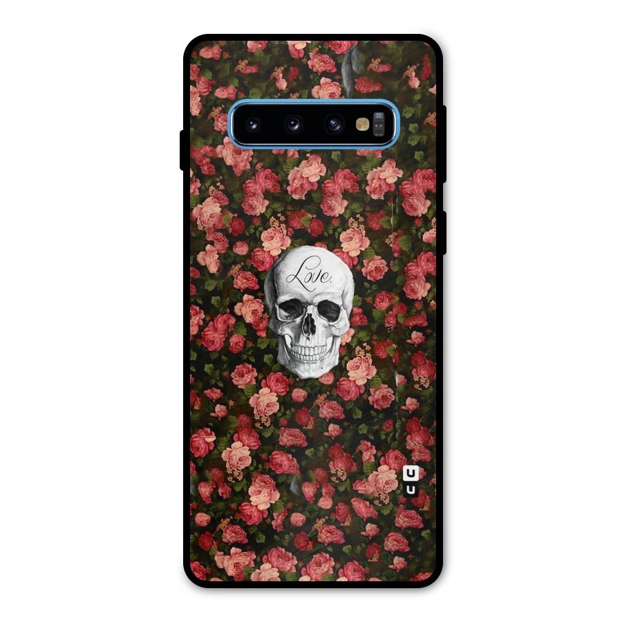 Floral Skull Love Metal Back Case for Galaxy S10