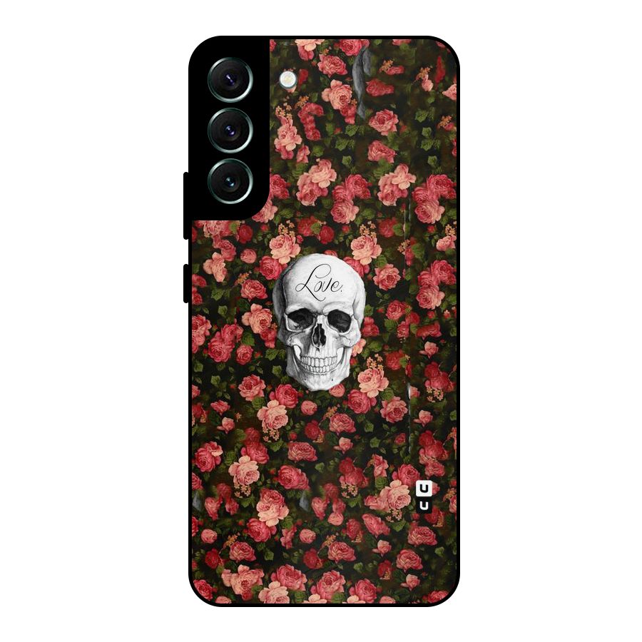 Floral Skull Love Metal Back Case for Galaxy S22 Plus 5G