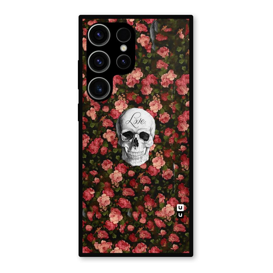 Floral Skull Love Metal Back Case for Galaxy S23 Ultra