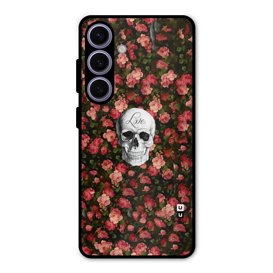 Floral Skull Love Metal Back Case for Galaxy S24