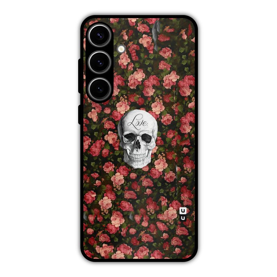 Floral Skull Love Metal Back Case for Galaxy S24 Plus