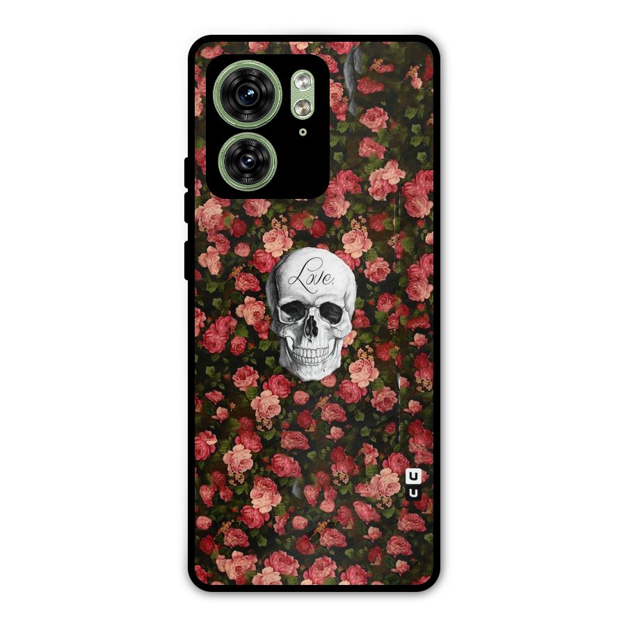 Floral Skull Love Metal Back Case for Motorola Edge 40 5G