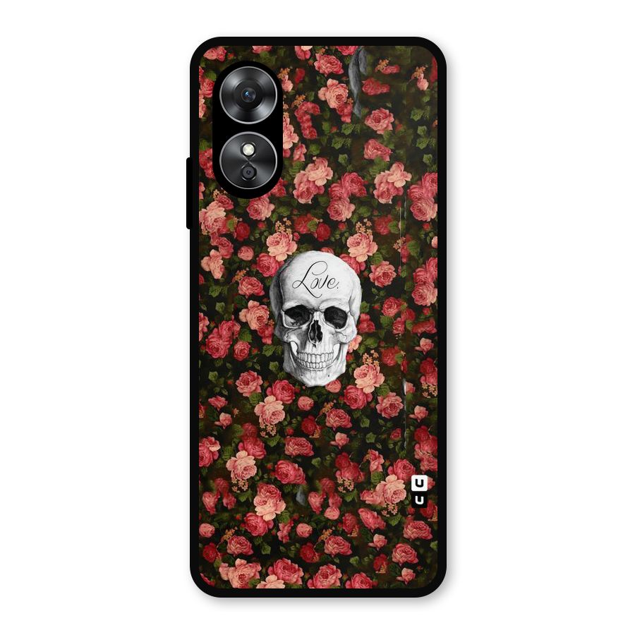 Floral Skull Love Metal Back Case for Oppo A17