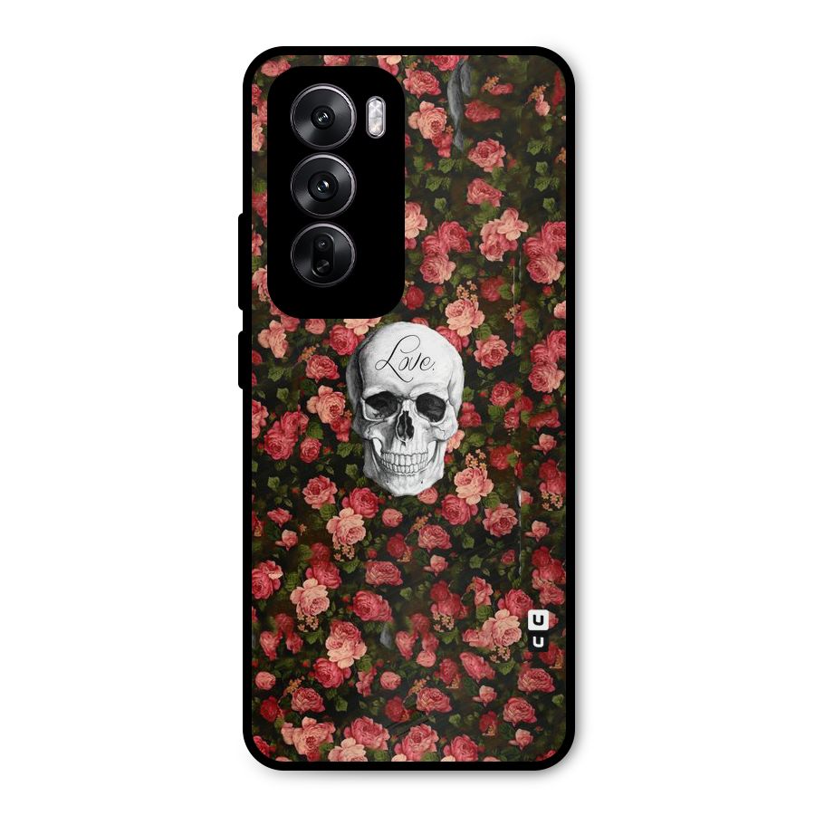 Floral Skull Love Metal Back Case for Oppo Reno12