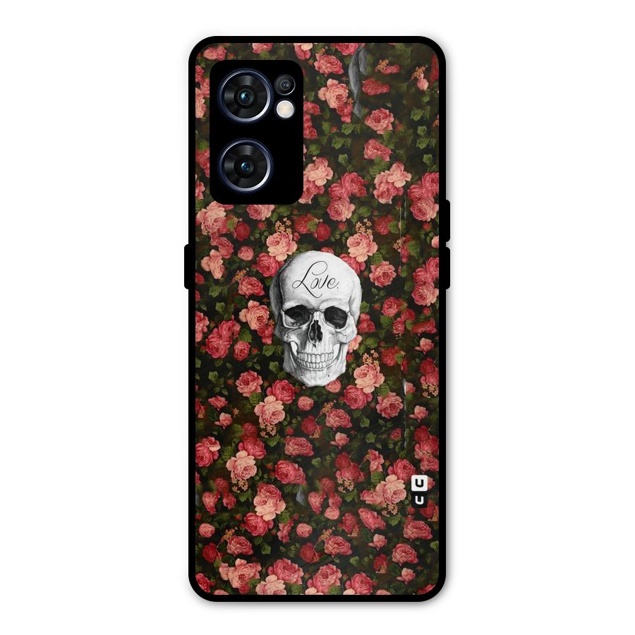 Floral Skull Love Metal Back Case for Oppo Reno7 5G