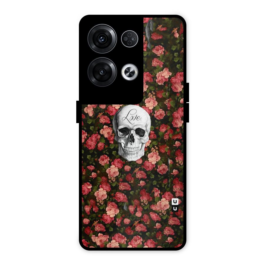 Floral Skull Love Metal Back Case for Oppo Reno8 Pro 5G