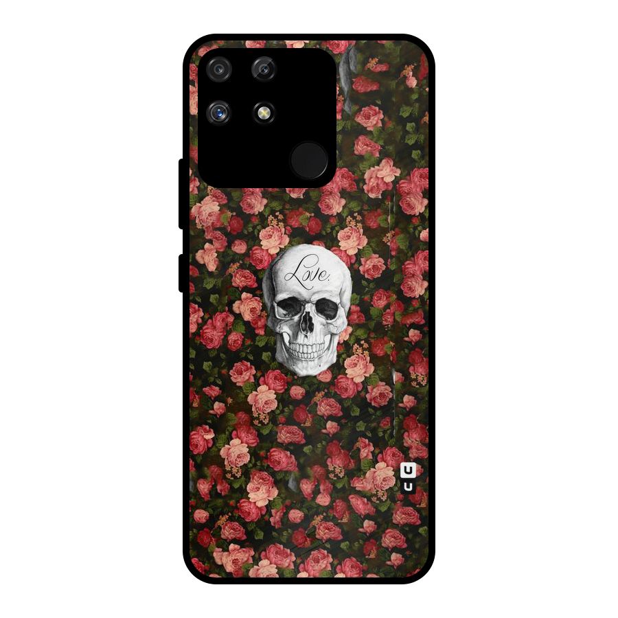 Floral Skull Love Metal Back Case for Realme Narzo 50A