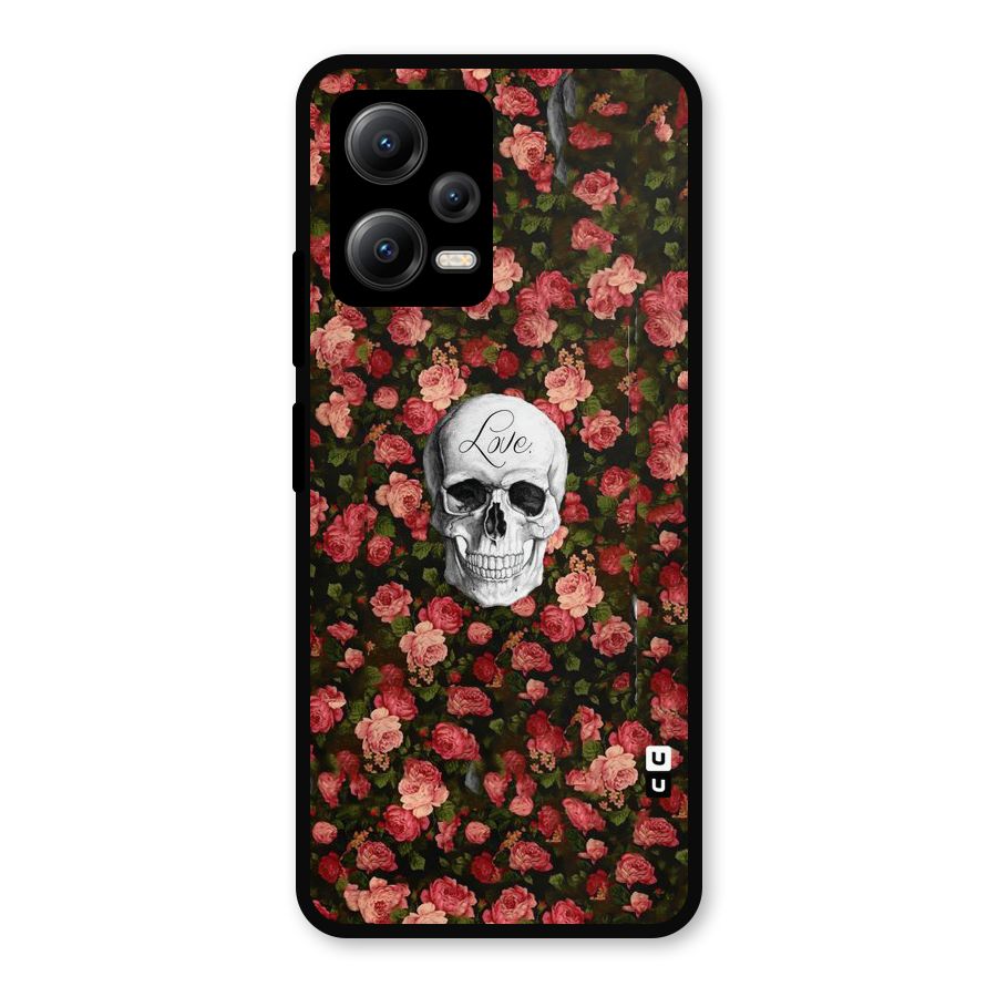 Floral Skull Love Metal Back Case for Redmi Note 12 5G