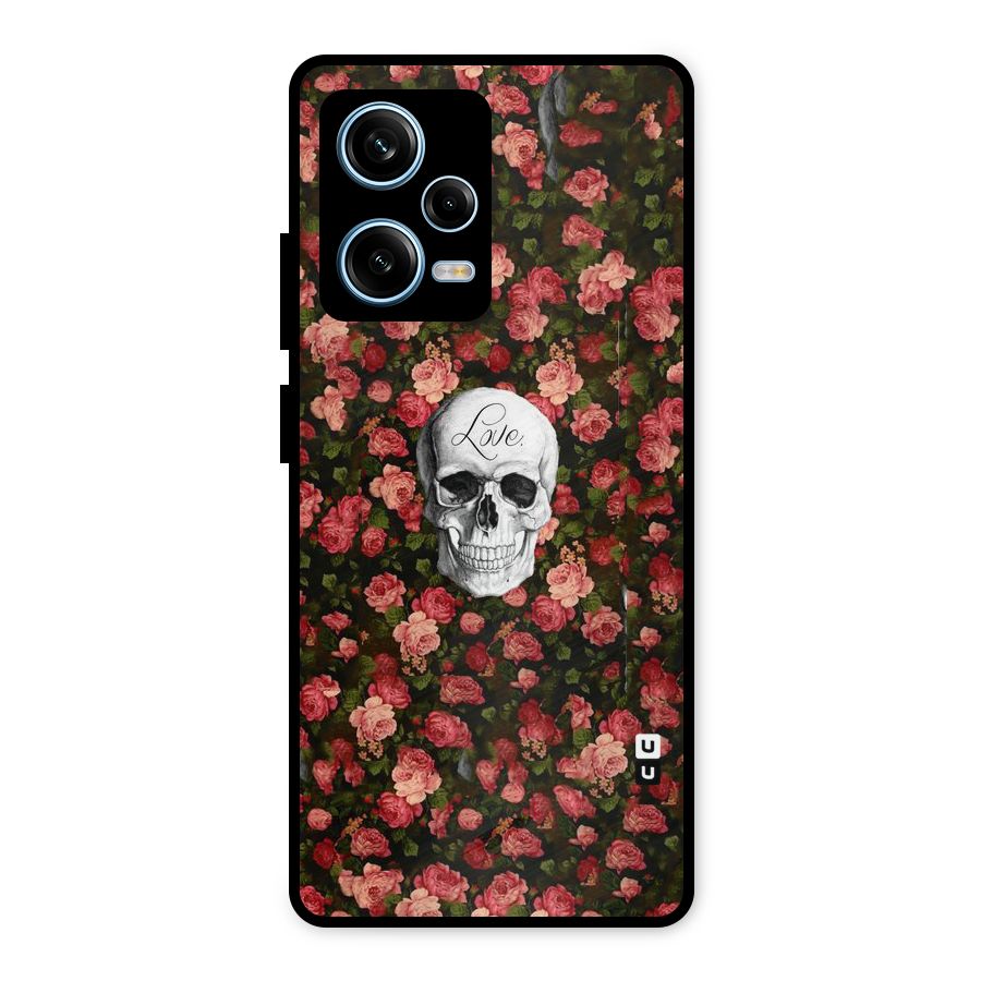 Floral Skull Love Metal Back Case for Redmi Note 12 Pro