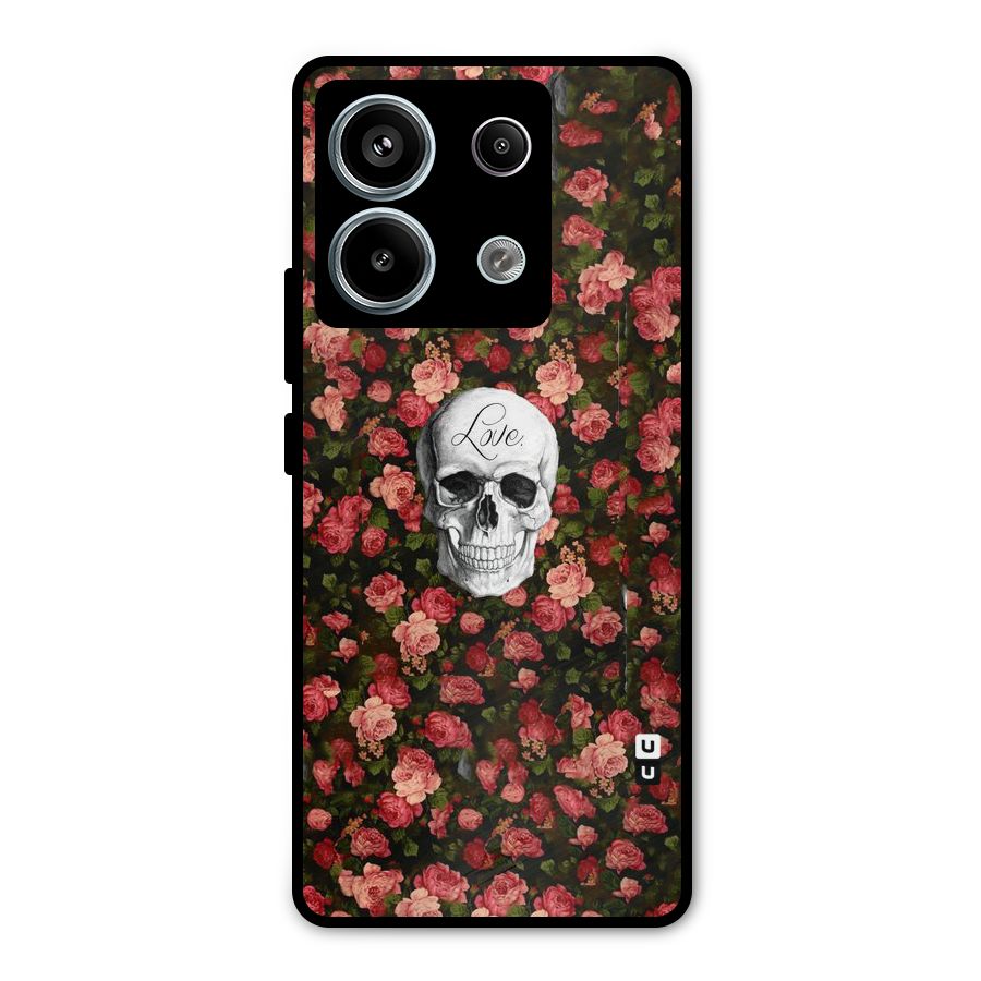 Floral Skull Love Metal Back Case for Redmi Note 13 Pro 5G