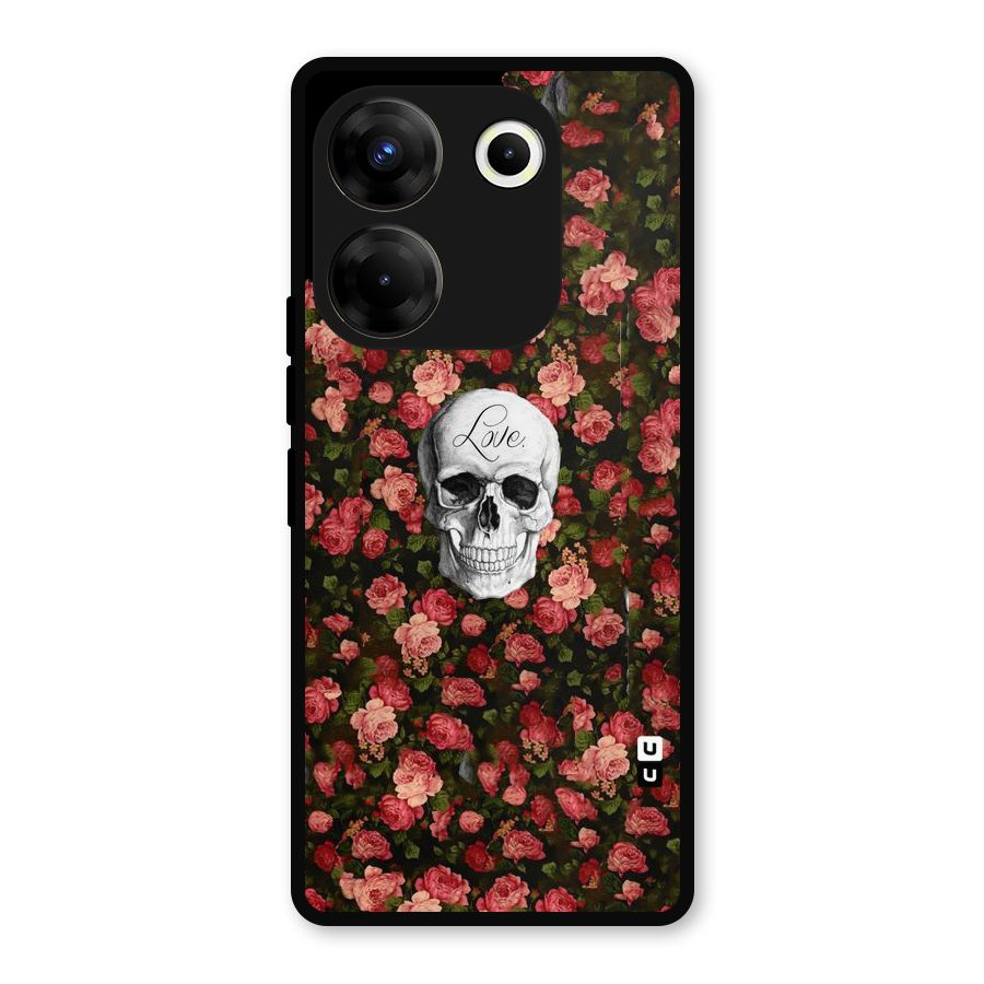 Floral Skull Love Metal Back Case for Tecno Camon 20