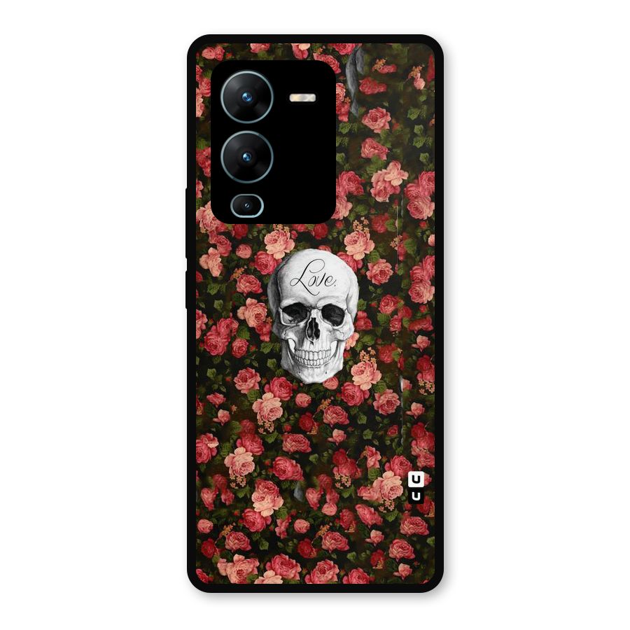 Floral Skull Love Metal Back Case for Vivo V25 Pro