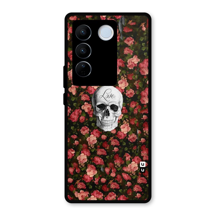 Floral Skull Love Metal Back Case for Vivo V27 Pro
