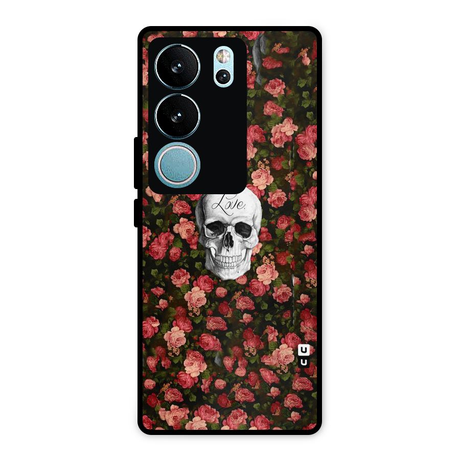 Floral Skull Love Metal Back Case for Vivo V29 Pro
