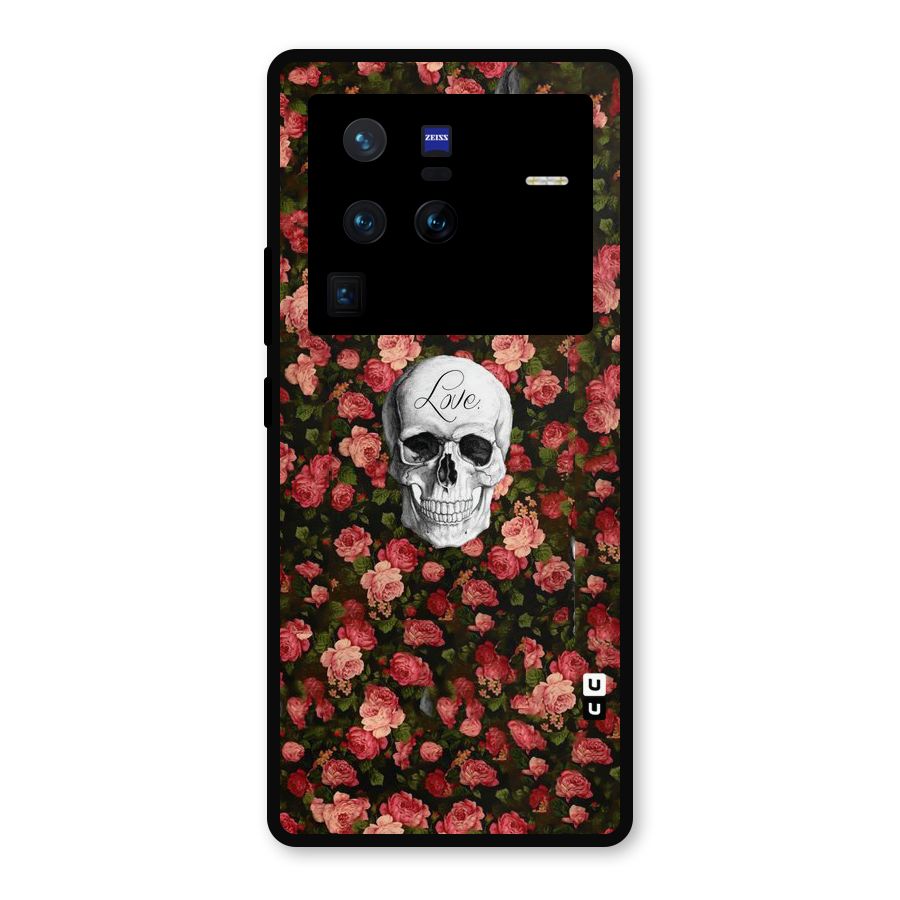 Floral Skull Love Metal Back Case for Vivo X80 Pro