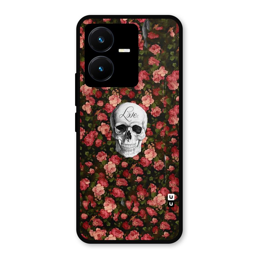 Floral Skull Love Metal Back Case for Vivo Y22s