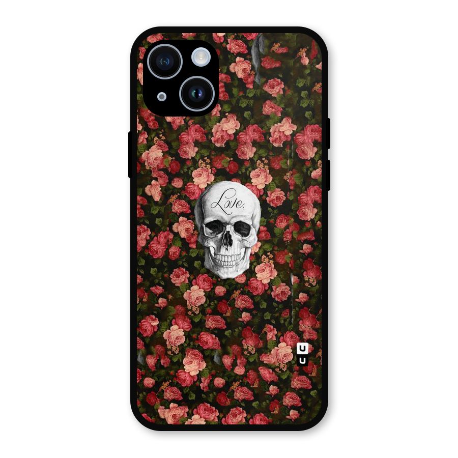Floral Skull Love Metal Back Case for iPhone 14