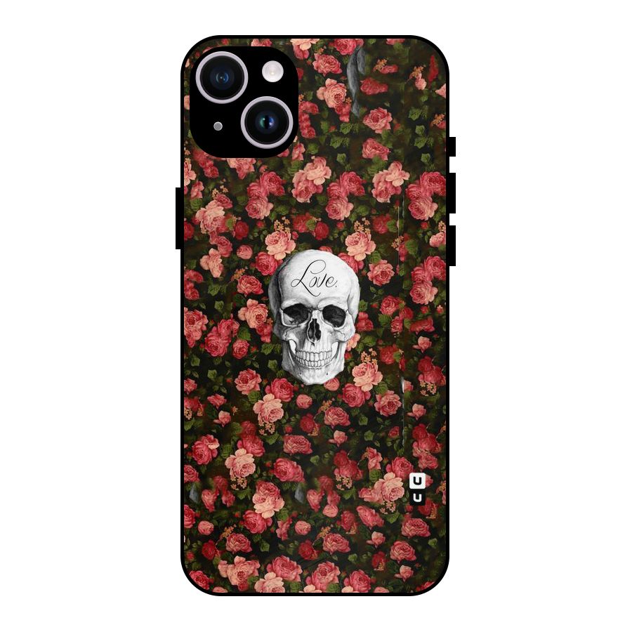 Floral Skull Love Metal Back Case for iPhone 14 Plus