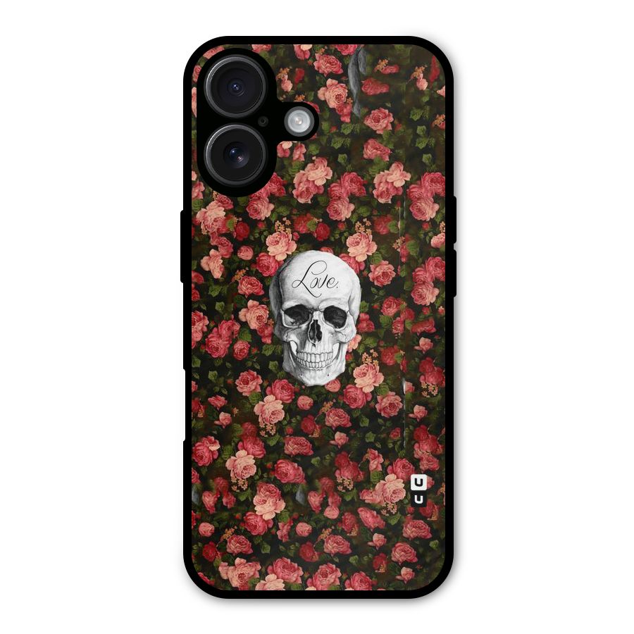 Floral Skull Love Metal Back Case for iPhone 16