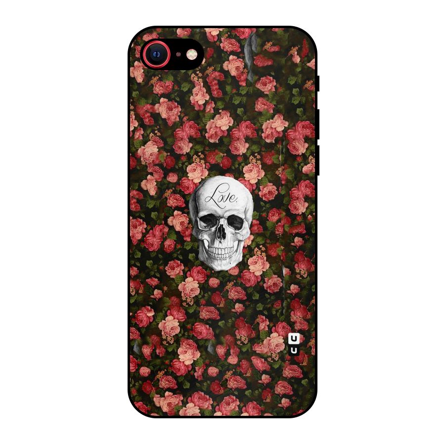 Floral Skull Love Metal Back Case for iPhone SE 2022