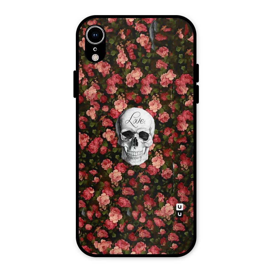 Floral Skull Love Metal Back Case for iPhone XR