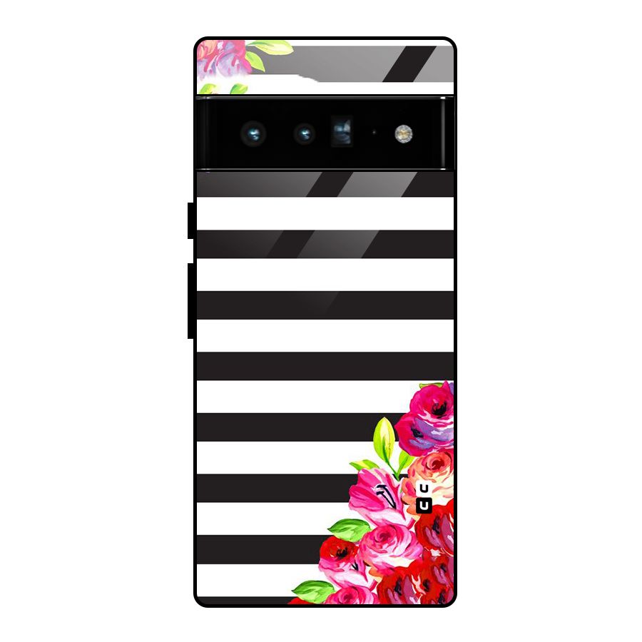 Floral Stripes Glass Back Case for Google Pixel 6 Pro