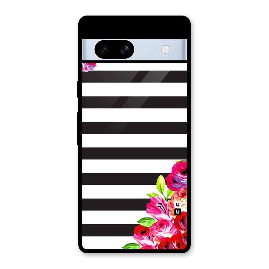 Floral Stripes Glass Back Case for Google Pixel 7a