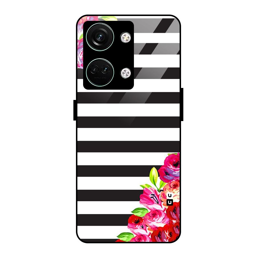 Floral Stripes Glass Back Case for Oneplus Nord 3