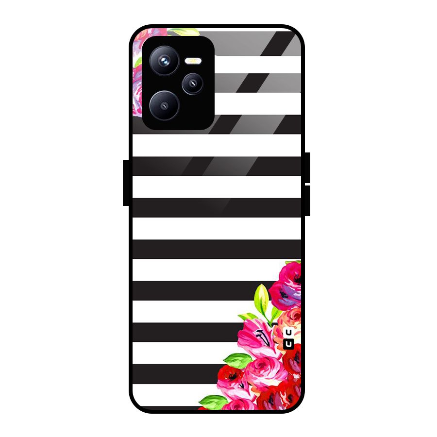 Floral Stripes Glass Back Case for Realme C35
