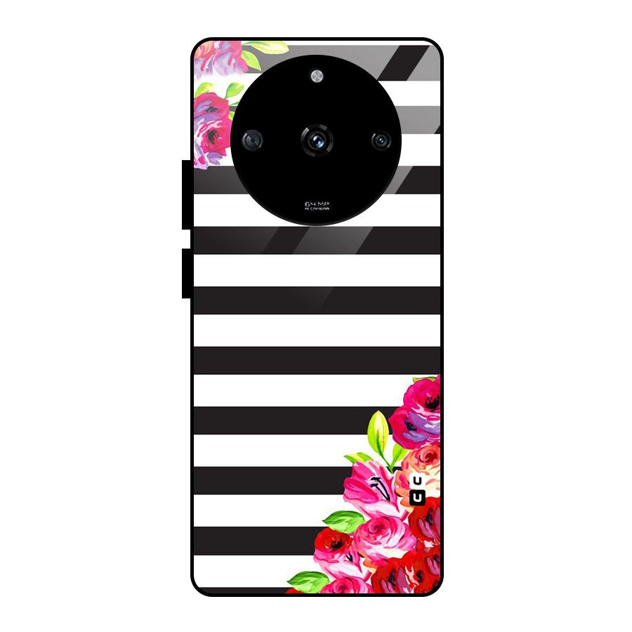 Floral Stripes Glass Back Case for Realme Narzo 60 5G