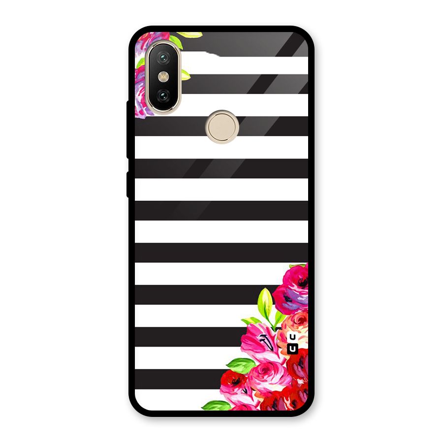 Floral Stripes Glass Back Case for Redmi A2