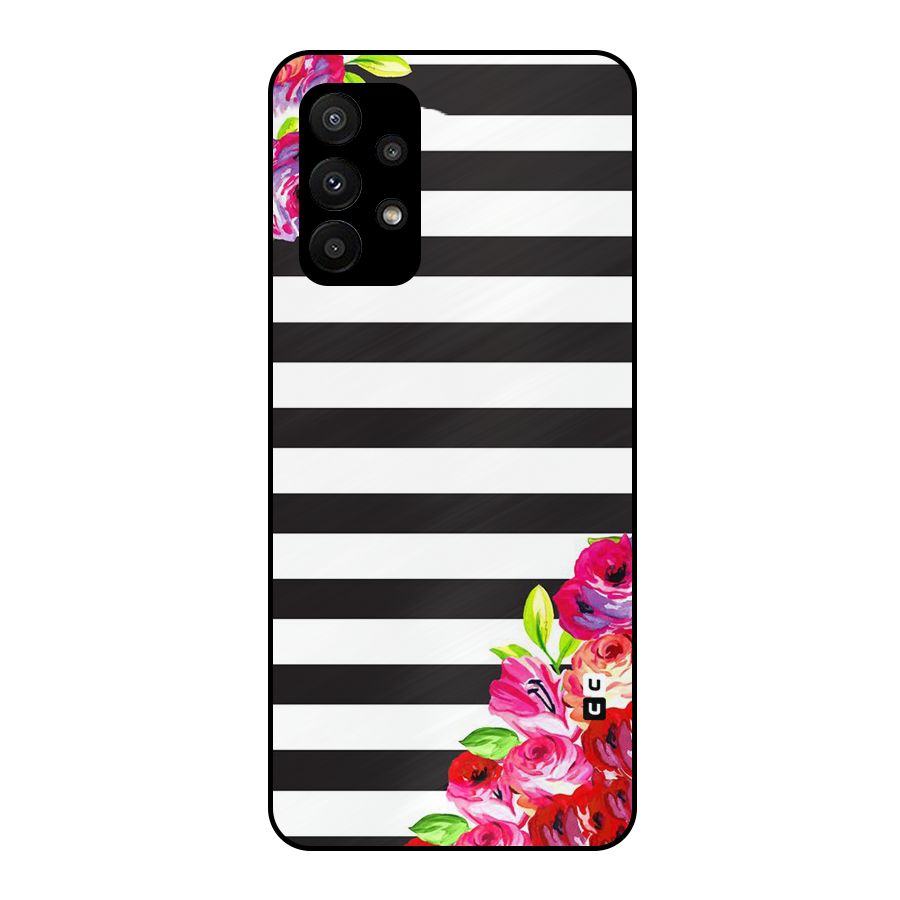 Floral Stripes Metal Back Case for Galaxy A23