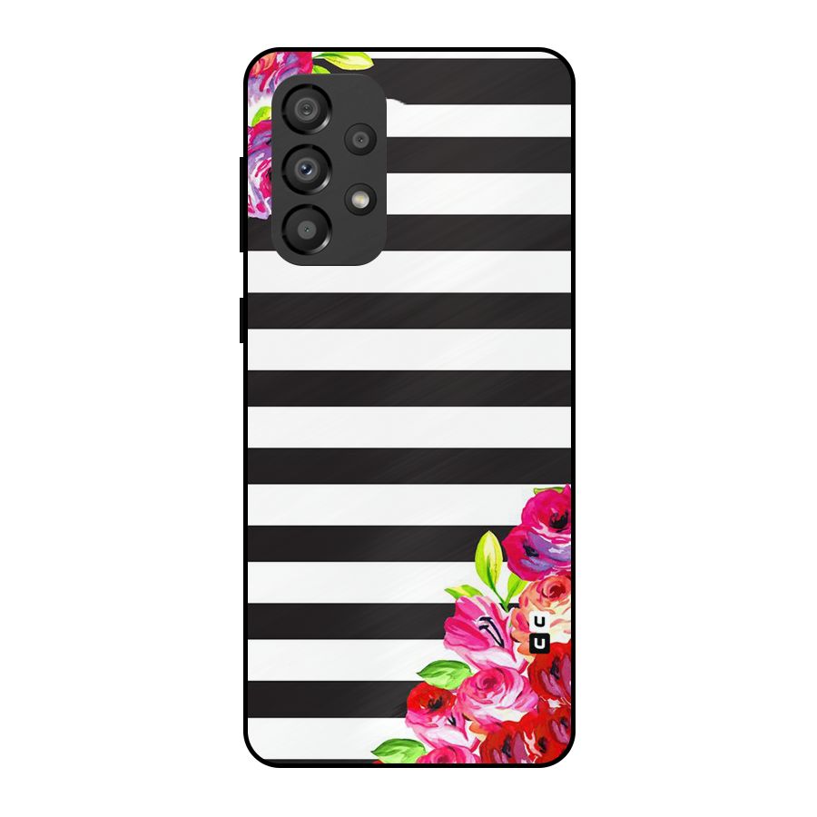 Floral Stripes Metal Back Case for Galaxy A33 5G
