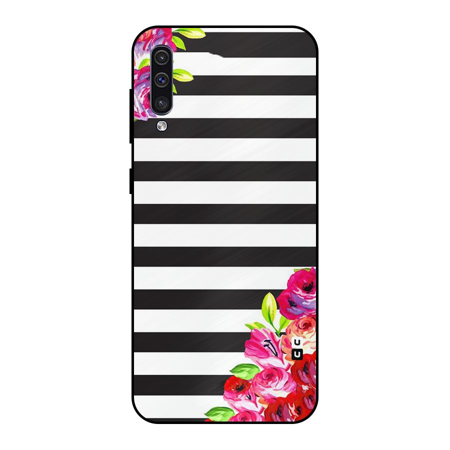 Floral Stripes Metal Back Case for Galaxy A50s