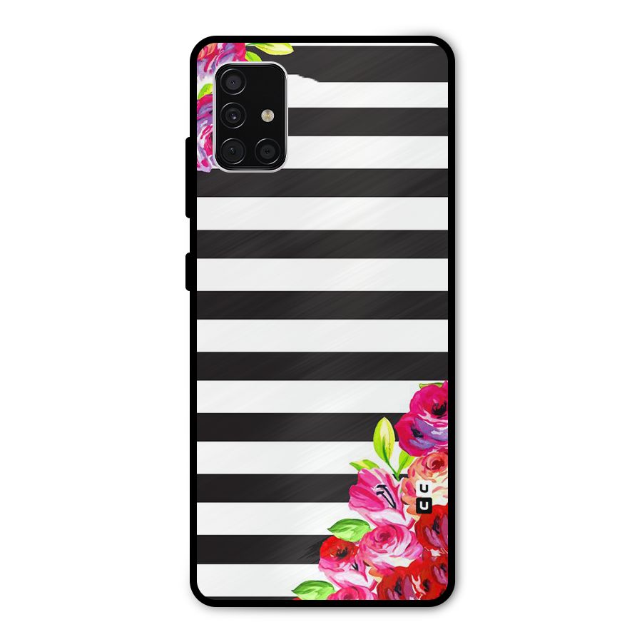 Floral Stripes Metal Back Case for Galaxy A51